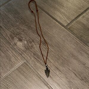 Brown Cord Necklace with Arrowhead Pendant